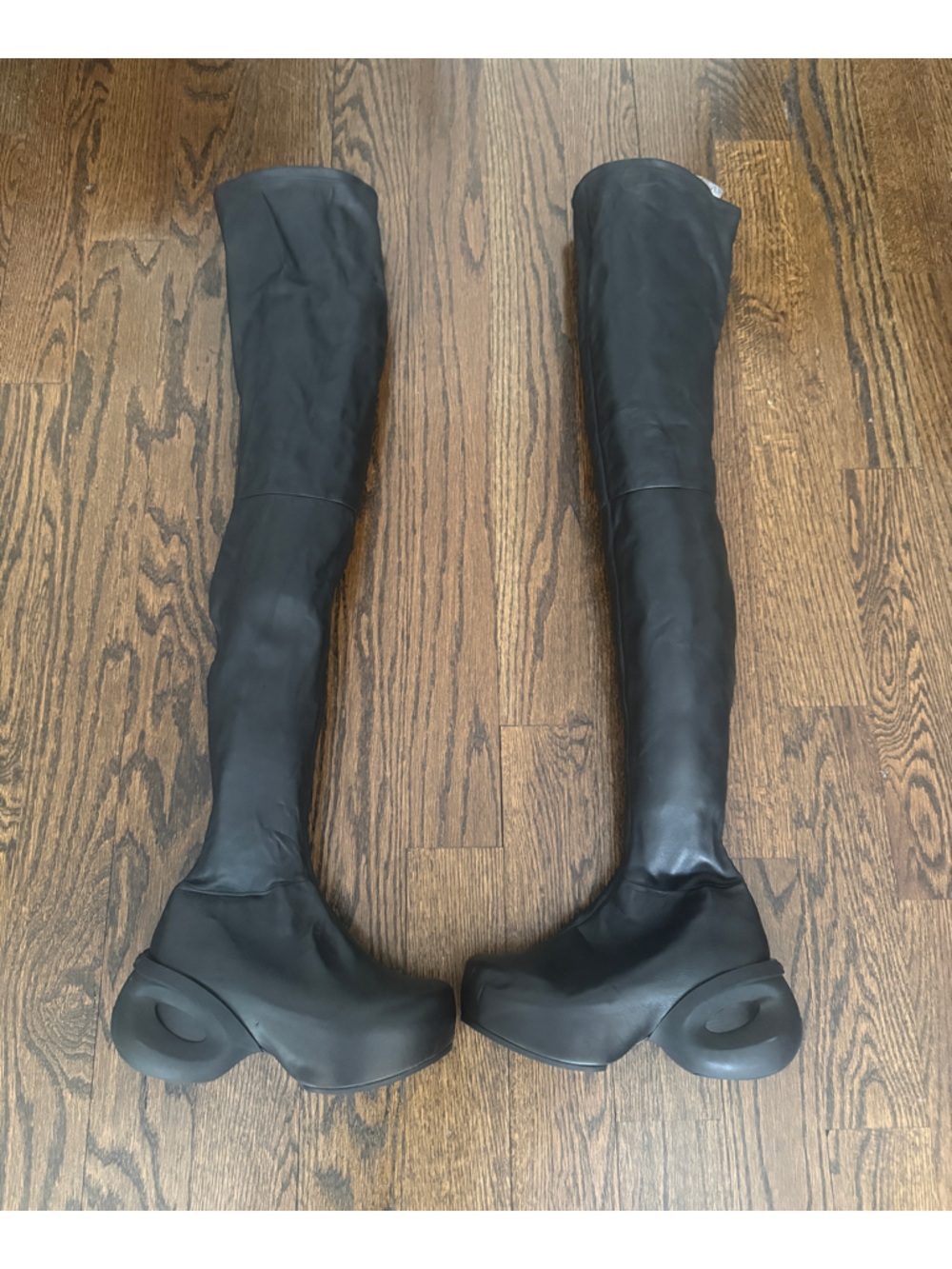 GIVENCHY G-Clog Lambskin Black Leather Over-the-knee Vouge Runway Boots Size 35 - Picture 10 of 16